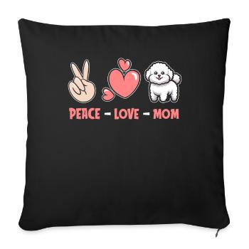 Bichon Frize Peace Love Dog Mom - Sofa pillowcase 17,3'' x 17,3'' (45 x 45 cm) - black - Front