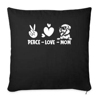 Wheaten Terrier Peace Love Dog Maman - Housse de coussin décorative 45 x 45 cm - noir - Devant