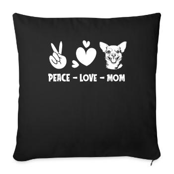 Chihuahua Paix Amour Chien Maman - Housse de coussin décorative 45 x 45 cm - noir - Devant