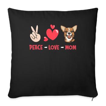 Chihuahua Paix Amour Chien Maman - Housse de coussin décorative 45 x 45 cm - noir - Devant