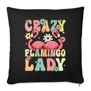 Crazy Flamingo Lady Groovy Flamingo Girl - Sofa pillowcase 17,3'' x 17,3'' (45 x 45 cm) - black - Front