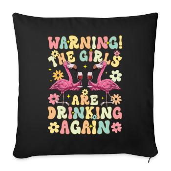 Groovy Flamingo Party The Girls Are Drinking Again - Sofa pillowcase 17,3'' x 17,3'' (45 x 45 cm) - black - Front