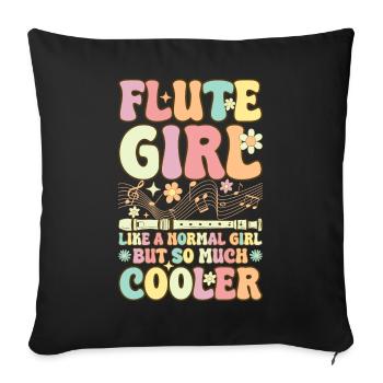 Flute Girl Like A Normal Girl Groovy Flute - Sofa pillowcase 17,3'' x 17,3'' (45 x 45 cm) - black - Front