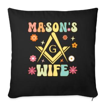 Franc-maçon Groovy Franc-maçonnerie Franc-maçonnerie - Housse de coussin décorative 45 x 45 cm - noir - Devant