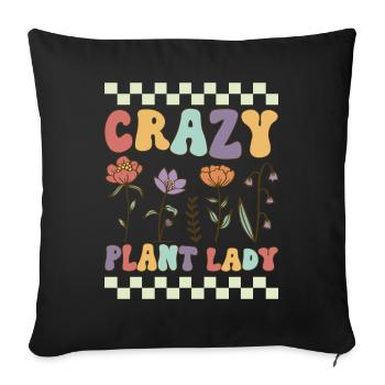 Crazy Plant Lady Groovy Gardening Gardener Mrs. P - Sofa pillowcase 17,3'' x 17,3'' (45 x 45 cm) - black - Front