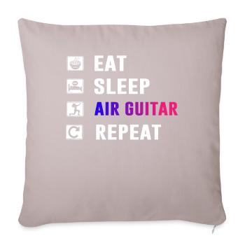 Eat Sleep Air Guitar Repeat Guitariste drôle d’air - Housse de coussin décorative 45 x 45 cm - taupe clair - Devant