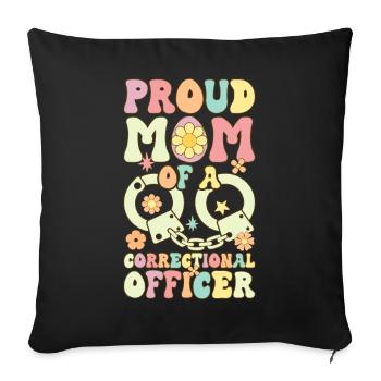 Fière maman d’un agent correctionnel Groovy C - Housse de coussin décorative 45 x 45 cm - noir - Devant