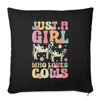Just A Girl Who Loves Cows Groovy Cow Girl Cattle - Sofakissenbezug 45 x 45 cm - Schwarz - Vorne