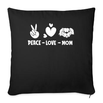 Pékinois Paix Amour Chien Maman - Housse de coussin décorative 45 x 45 cm - noir - Devant