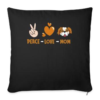 Pékinois Paix Amour Chien Maman - Housse de coussin décorative 45 x 45 cm - noir - Devant