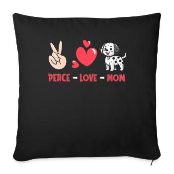 Dalmatien Paix Amour Chien Maman - Housse de coussin décorative 45 x 45 cm - noir - Devant
