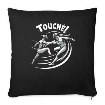 Masque Fencer Sport Design Sur Jeu Sur L’escrime De Combat - Housse de coussin décorative 45 x 45 cm - noir - Devant