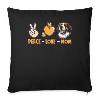Saint Bernard Paix Amour Chien Maman - Housse de coussin décorative 45 x 45 cm - noir - Devant
