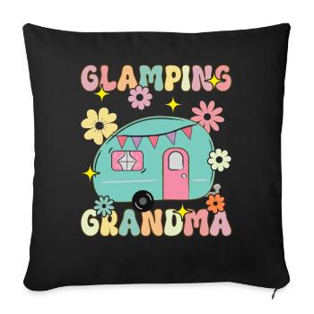 Glamping Granny Groovy Rv Glamping Femme Glamper - Housse de coussin décorative 45 x 45 cm - noir - Devant