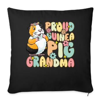 Fier cochon d’Inde grand-mère Groovy cochon d’Inde - Housse de coussin décorative 45 x 45 cm - noir - Devant