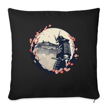 Samouraï Cerisier Fleurs Japon Japonais - Housse de coussin décorative 45 x 45 cm - noir - Devant
