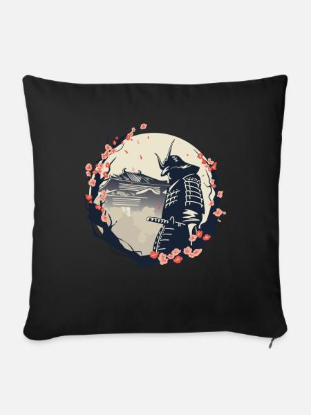Samurai Kirschblüten Japan Japanisch - Sofakissenbezug 45 x 45 cm - Schwarz