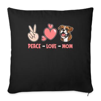 Boxer Chien Allemand Boxer Paix Amour Chien Maman - Housse de coussin décorative 45 x 45 cm - noir - Devant