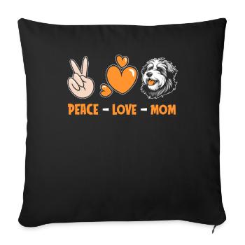 Old English Shepherd Bobtail - Sofa pillowcase 17,3'' x 17,3'' (45 x 45 cm) - black - Front