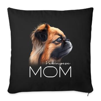 Maman pékinois - Housse de coussin décorative 45 x 45 cm - noir - Devant