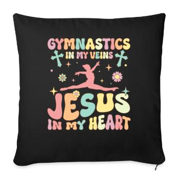 Gymnastics in Veins Jesus in My Heart Groovy T - Sofa pillowcase 17,3'' x 17,3'' (45 x 45 cm) - black - Front