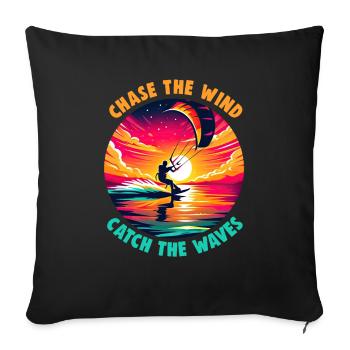 Kitesurfing Chase the wind catch the waves - Sofa pillowcase 17,3'' x 17,3'' (45 x 45 cm) - black - Front