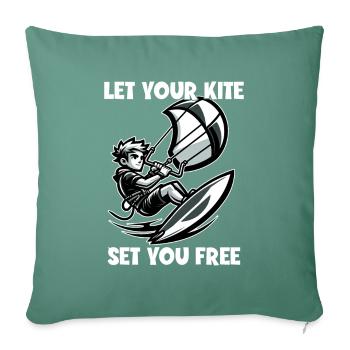 Kitesurf Laissez votre cerf-volant vous définir gratuitement Kitesurfer - Housse de coussin décorative 45 x 45 cm - vert sapin - Devant