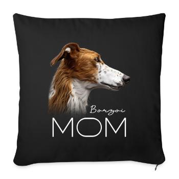 Borzoi Mama - Sofa pillowcase 17,3'' x 17,3'' (45 x 45 cm) - black - Front