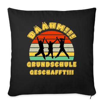 Bäähm Grundschule ist Geschafft Schulkinder - Sofakissenbezug 45 x 45 cm - Schwarz - Vorne