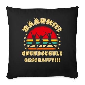 Bäähm Grundschule ist Geschafft Schulkinder - Sofakissenbezug 45 x 45 cm - Schwarz - Vorne