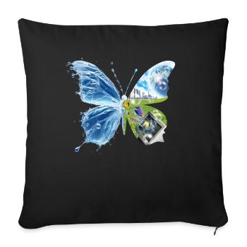 Frutiger Aero Aesthetic Butterfly Computer Fishes - Sofakissenbezug 45 x 45 cm - Schwarz - Vorne