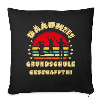 Bäähm Grundschule ist Geschafft Schulkinder - Sofakissenbezug 45 x 45 cm - Schwarz - Vorne