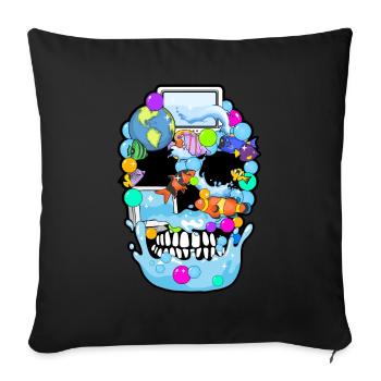 Frutiger Aero Aesthetic Tech Skull Computer Fishes - Sofakissenbezug 45 x 45 cm - Schwarz - Vorne