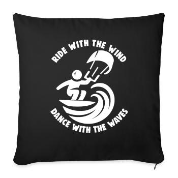 Kitesurfing Ride with the wind Kitesurfer - Sofa pillowcase 17,3'' x 17,3'' (45 x 45 cm) - black - Front