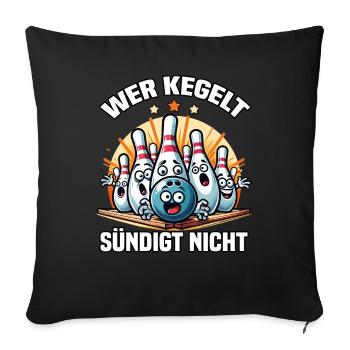 Who bowls does not sin Kegel Kegelverein Design - Sofa pillowcase 17,3'' x 17,3'' (45 x 45 cm) - black - Front