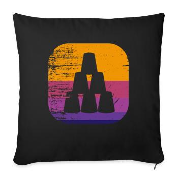 Empilage de tasses rétro - Housse de coussin décorative 45 x 45 cm - noir - Devant