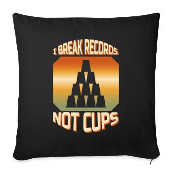 Je bats des records, pas des tasses, des tasses - Housse de coussin décorative 45 x 45 cm - noir - Devant