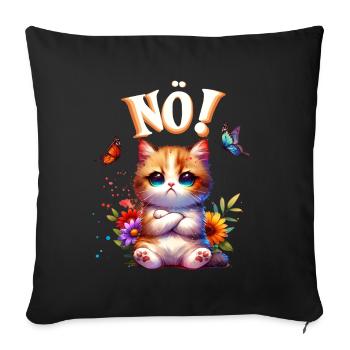 Chat drôle de dire non ! Pour les amoureux des chats - Housse de coussin décorative 45 x 45 cm - noir - Devant