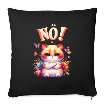 Chat drôle de dire non ! Pour les amoureux des chats - Housse de coussin décorative 45 x 45 cm - noir - Devant