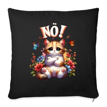 Chat drôle de dire non ! Pour les amoureux des chats - Housse de coussin décorative 45 x 45 cm - noir - Devant