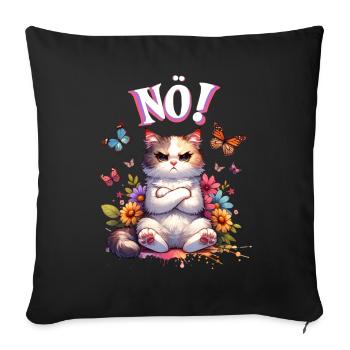 Chat drôle de dire non ! Pour les amoureux des chats - Housse de coussin décorative 45 x 45 cm - noir - Devant