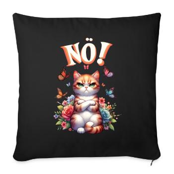 Chat drôle de dire non ! Pour les amoureux des chats - Housse de coussin décorative 45 x 45 cm - noir - Devant