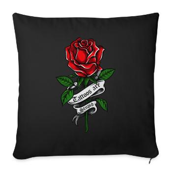 Les tatouages sont stupides drôles anti-tatouage rose - Housse de coussin décorative 45 x 45 cm - noir - Devant