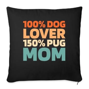 Pug Dog - Sofa pillowcase 17,3'' x 17,3'' (45 x 45 cm) - black - Front