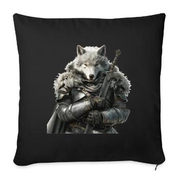 Wolf Knight Middle Ages - Sofa pillowcase 17,3'' x 17,3'' (45 x 45 cm) - black - Front