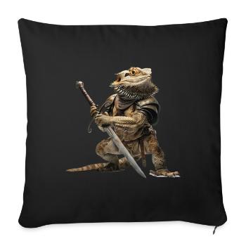 Chevalier Dragon Barbu Médiéval - Housse de coussin décorative 45 x 45 cm - noir - Devant