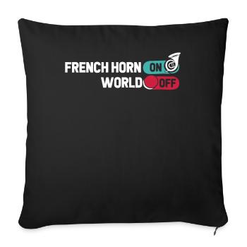 Horniste Cor d’harmonie Cor d’harmonie sur World Off - Housse de coussin décorative 45 x 45 cm - noir - Devant