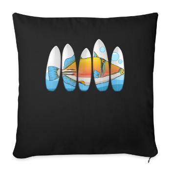 Humuhumunukunukuapua’a pousseur de récif hawaïen - Housse de coussin décorative 45 x 45 cm - noir - Devant