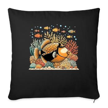 Humuhumunukunukuapua’a Pousseur de récif hawaïen - Housse de coussin décorative 45 x 45 cm - noir - Devant