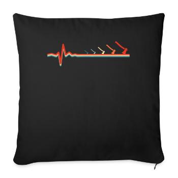 Axtwerfen Axtwerfer Ekg Heartbeat - Sofakissenbezug 45 x 45 cm - Schwarz - Vorne